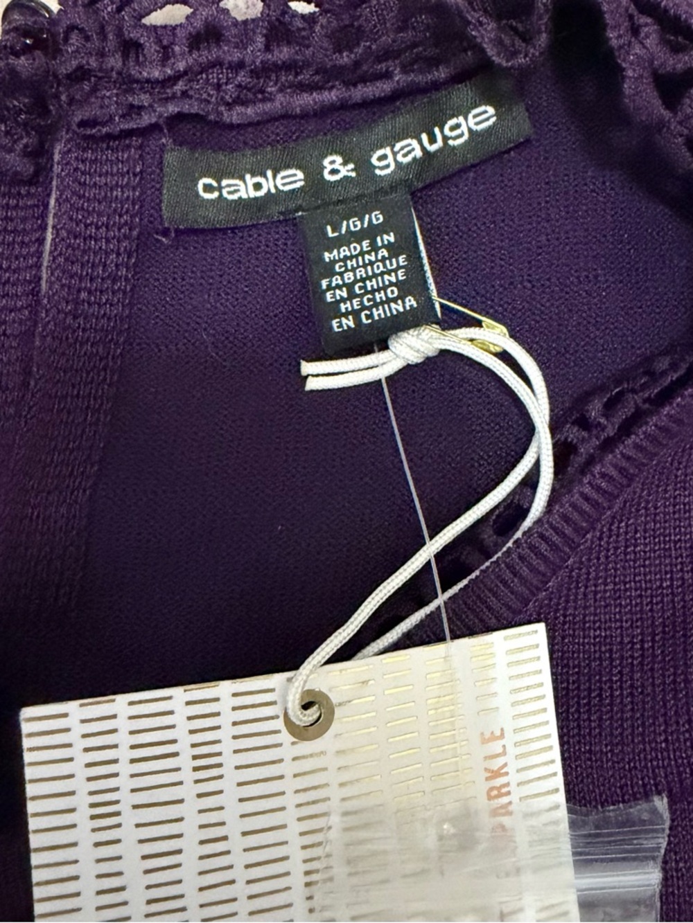 Cable & Gauge Purple Lace-Trim Crew Neck Sweater - Picture 4 of 7